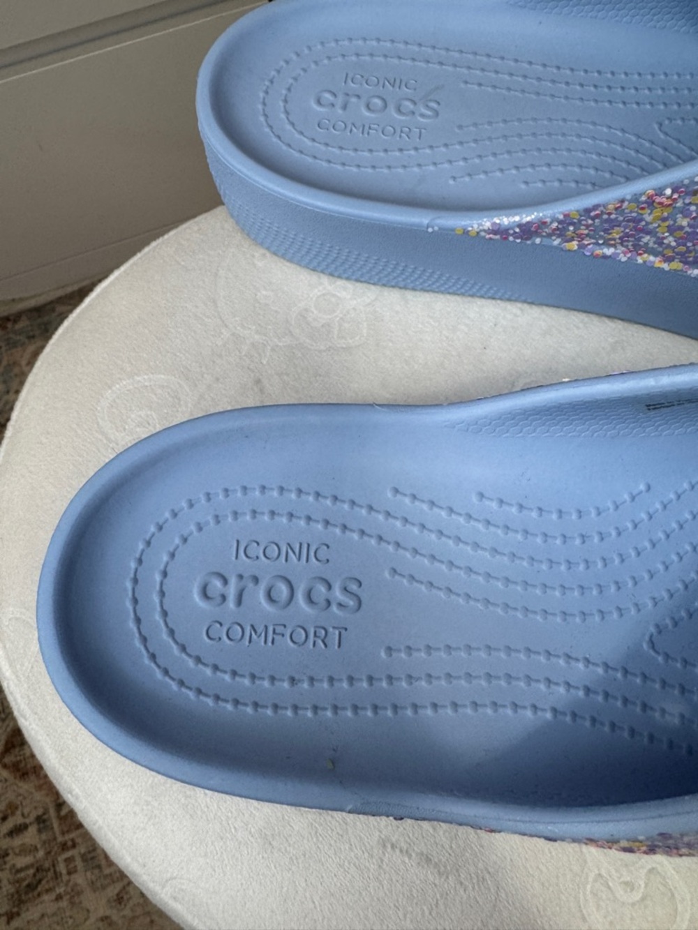 CROCS Slide Sandals with Multicolor Glitter - Light Blue - Picture 8 of 8